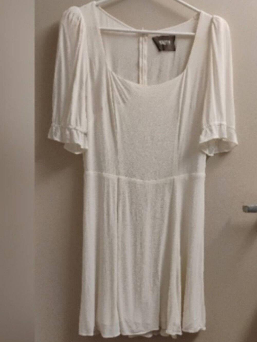 Reformation Cropped Sleeve White Viscose Mini Dress Sz 8